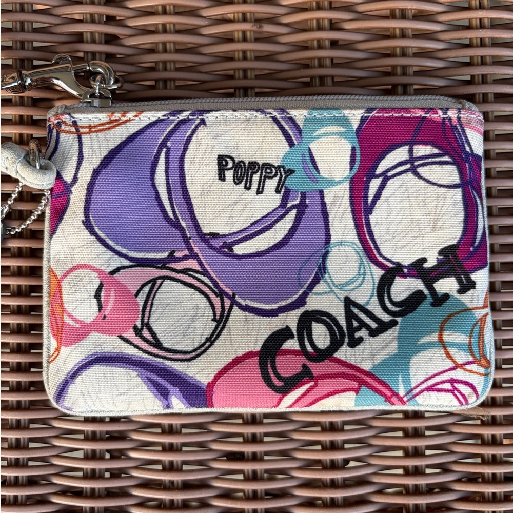 Coach Poppy Graffiti Shimmer Wristlet EUC